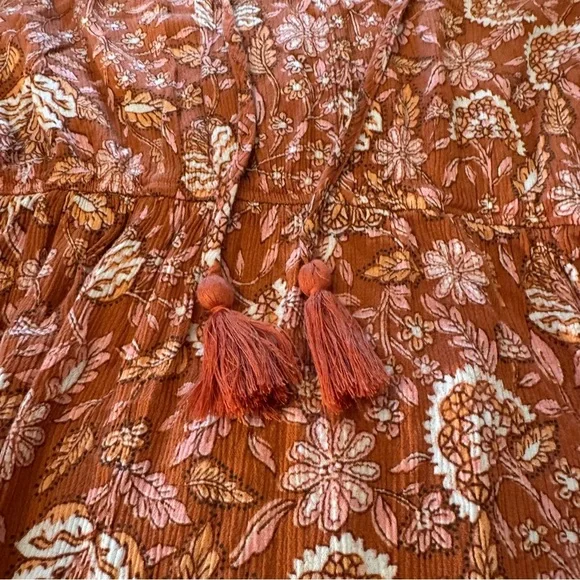 Knox Rose Brown/Orange Midi/Maxi Dress with Floral Design Size Large - Picture 8 of 9